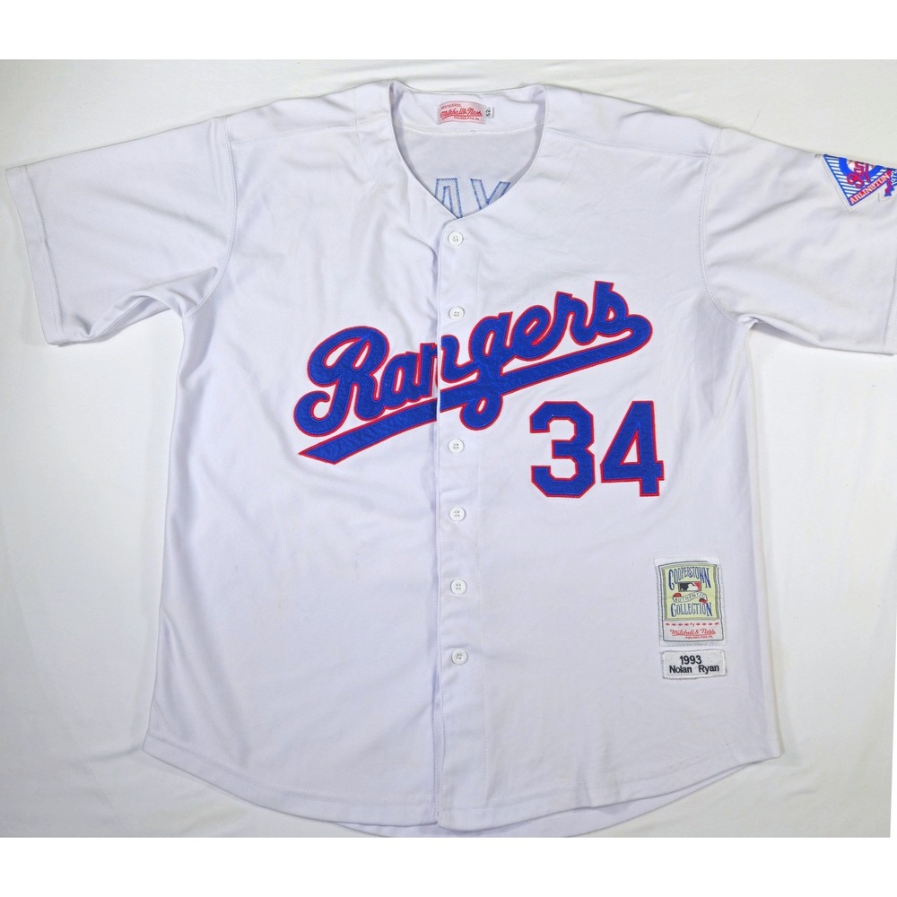 Mitchell & Ness Texas Rangers Nolan Ryan 1993 Jersey White Mens 52 XL 34 Patch